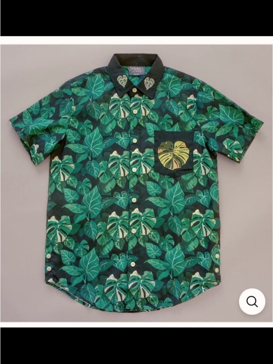 Morningwitch Tops - Morning Witch Dark Jungle Monstera Embroidered Button Down Shirt Mens Womens